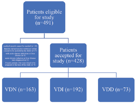 Distribution of patients included and excluded from the study